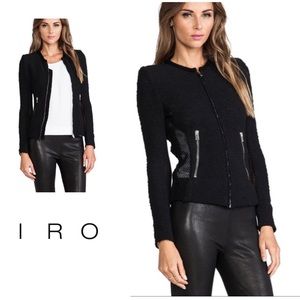 LISTED AT LOWEST - IRO Amiya Mesh Panel Jacket in Black w/leather trim